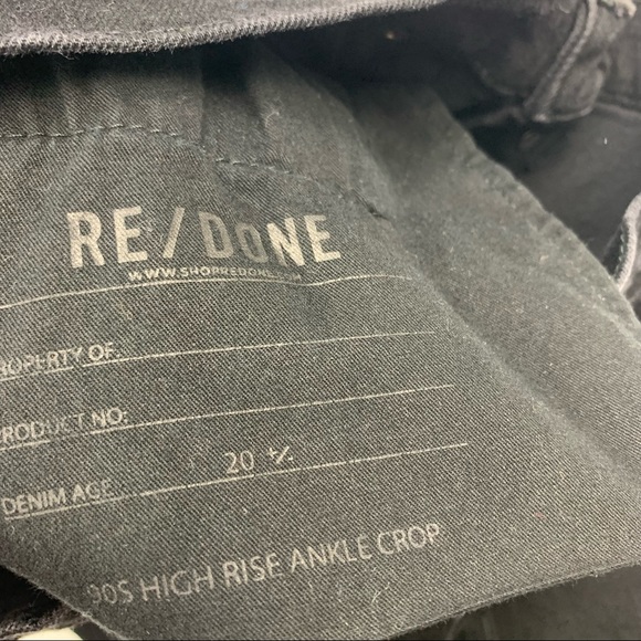 RE/DONE 90’s High Rise Ankle Crop Raw Hem Black Jeans Sz 31 - Picture 7 of 11